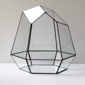 Vintage Glass Metal Terrarium Planter Elegant Indoor Plant <b>Display</b> <b>Case</b> Geometric Home Decor - Product Image 1