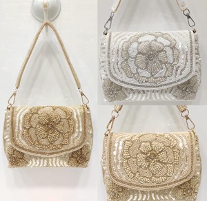 Luxury Handmade Beaded Evening Bag for Women | Pearl & Sequin Embroidered Shoulder <b>Clutch</b> | <b>Wedding</b> Party Crossbody Purse - Product Image 3