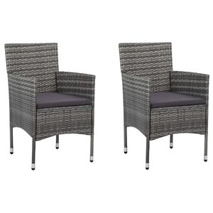 Set of 2 <b>Grey</b> Poly Rattan and Steel <b>Frame</b> Chair Medium Patio Furniture - Product Image 1