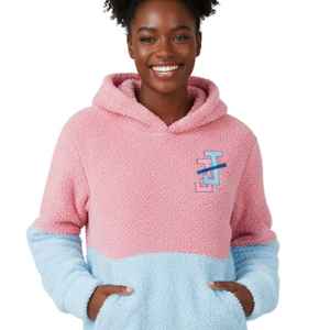 Sweat-shirt à capuche en peluche pour filles Jack and Jill, demi-doux et demi-épais, color block, confortable, mode hiver pour jeunes - Product Image 5