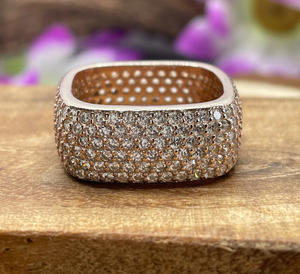 Anillo de Moissanita Ancha con Incrustaciones de Seis Hileras, Estilo Hip Hop, Chapado en Rodio, Plata de Ley 925, Unisex, para Regalo - Product Image 2