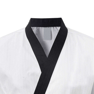 Prix de gros RTS – Tenue de Taekwondo unisexe pour adulte, haut blanc et pantalon noir, 100 % coton, durable, vêtement d'arts martiaux, coupe classique AS-TG-104 - Product Image 4