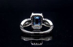 Classic <b>Emerald</b> Cut Moissanite Engagement <b>Ring</b> Pave Setting 925 <b>Silver</b> Rhodium Plated Unisex GRA Certified Geometric Style - Product Image 2