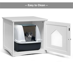 Tavolino Porta Lettiera per Gatti in Legno Bianco da 20 Pollici per Proprietari di Animali Domestici - Product Image 3