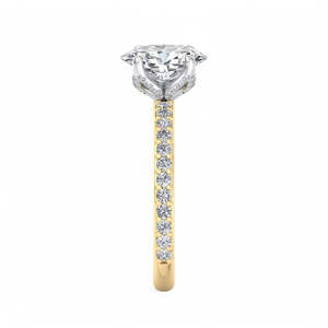 Anillo de Compromiso con Diamante Cultivado en Laboratorio de Corte Ovalado, Halo Oculto, Banda Pavé, Solitario, Oro, Anillo de Propuesta, Certificado IGI, Aniversario Nupcial - Product Image 4