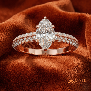Rose Gold Plated Marquise Cut Engagement <b>Ring</b> Women Double Pave Band Milgrain American Diamond <b>CZ</b> Wedding <b>Ring</b> - Product Image 1