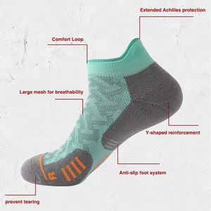 Ankle <b>Socks</b> For <b>Running</b> Breathable Knitted Geometric Pattern Black With Yellow Accents Adult Summer Sports <b>Socks</b> - Product Image 6