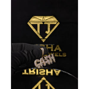 Colgante VVS Moissanite Diamond "CASH" Drip, chapado en oro de 14K, plata de ley 925, estilo hip hop, de Trisha Jewels - Product Image 1