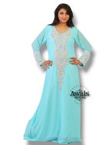 Vestido Maxi de Gasa para Mujer, Elegante, con Cuello Alto, Manga Larga, Lentejuelas Bordadas, Apliques, Transpirable, Estilo Musulmán Modesto - Product Image 4