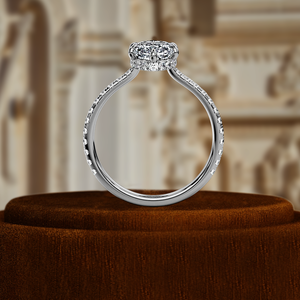 Anillo de Compromiso con Diamante Cultivado en Laboratorio de 1.5CT, Anillo Solitario con Diamantes Pavé, Anillo de Promesa con Diamante Certificado por IGI, Anillo con Banda de Diamantes Semi-Pavé - Product Image 5