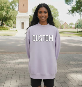 Womens Lavender Oversized <b>Mock</b> <b>Neck</b> Sweatshirt Premium Heavyweight Fleece Long Sleeve Pullover Custom Style Graphic <b>Top</b> - Product Image 6