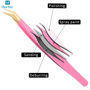 Elegant Pink Matte Finish with Gold Tips High-Precision Ergonomic Textured Handle For Maximum Control Stainless Steel Tweezers - Product Image 3