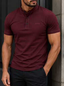 RITS Men's <b>Navy</b> Blue Short Sleeve for Shirt Solid Color Oxford Fabric Breathable Eco-Friendly Casual Wear Front Logo Design - Product Image 3
