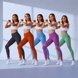 Leggings de yoga OEM à taille haute avec logo personnalisé, extensibles, respirants, écologiques, sans coutures, pour femmes - Product Image 1