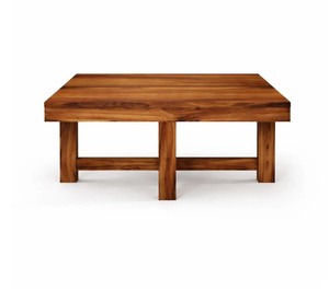 Table basse en bois massif avec plateau à lattes et 4 tabourets rembourrés |   Table basse empilable gain de place |   Exportation de Jodhpur - Product Image 6