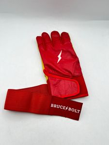 Bruce Bolt Red Leather Rubber Batting <b>Glove</b> Ambidextrous Snap Closure Unisex Adult XL Training - Product Image 4