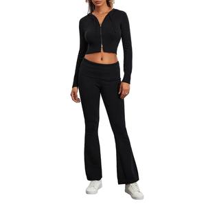 Hoodie Jogging <b>Hot</b> Selling Gym <b>Pants</b> Set Customize Streetwear Fall Clothes Letter Print Women Crop Top Tracksuit 2 Piece Set - Product Image 4