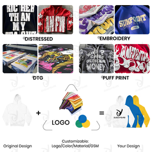 Nouveau design personnalisé, sweat à capuche d'été vintage délavé avec graphique imprimé par transfert thermique, effet vieilli, strass et poche zippée, 100% Polyester - Product Image 4