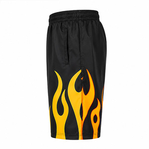 Custom Sublimated Flame Print Football Shorts Quick Dry Breathable Anti-Bacterial 220 GSM Polyester Elastic Waist Sports - Product Image 3