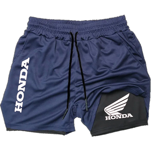 Los pantalones cortos de verano con logotipo son para hombres, ideales para deportes 2 en 1, entrenamientos en el gimnasio, correr y con bolsillos transpirables de secado rápido para teléfonos móviles. - Product Image 3