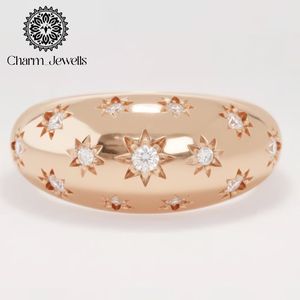 แหวนหมั้นรูปดาวประดับมอยส์ซาไนต์เงินจาก Charm Jewells ดีไซน์คลาสสิก ฝังเพชรแบบ Pave ได้รับการรับรองจาก IGI เหมาะสำหรับทุกเพศทุกวัย สวมใส่ได้ทุกวัน - Product Image 2