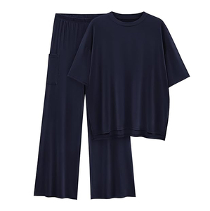 Cosh Sports Wholesale Couple Matching Lounge Set Premium Breathable Short Sleeve T-Shirt and Wide Leg <b>Pant</b> Two-Piece Set OEM ODM - Product Image 6