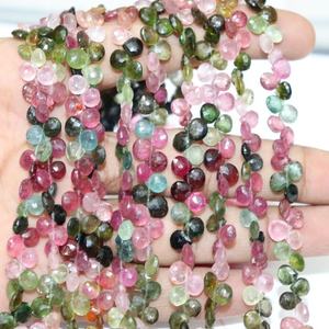 Super Quality Natural Multi Tourmaline Faceted Heart Shape 6MM Beads for Jewellery <b>Making</b> Wholesale - Product Image 1