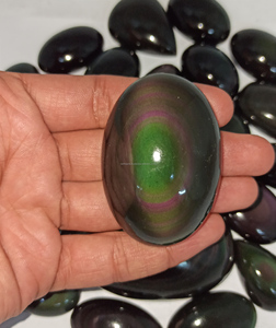 Obsidiana Arcoíris Natural, Piedra Preciosa Suelta, Pulida por Ambos Lados, Cabujón de Obsidiana Hecho a Mano, Cristal de Obsidiana Curativa para Joyería - Product Image 1