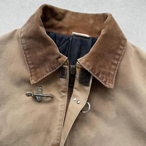 Veste trench en toile pour homme avec col rabattu et poches avant, coupe classique, mélange de coton, vêtement d'extérieur - Product Image 4