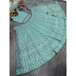 ชุดราตรีที่สวยงามเข็มขัดเอว lehenga choli สำหรับงานปาร์ตี้ - Product Image 6