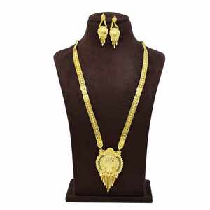 Juego de Joyería de Latón con Baño de Oro de 14K, 18K, 24K al por Mayor, Diseño Floral, Juego de Collares Rani Haar, Joyería India para Bodas - Product Image 2