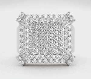 <b>Men</b>’s Luxury 925 Sterling <b>Silver</b> 10K 14K Gold Finish Diamond Hip Hop Iced Out Square <b>Ring</b> Statement <b>Ring</b> for Party Street Style - Product Image 1