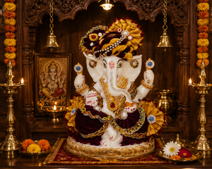 Figura Decorativa de Ganesha Hecha a Mano en Resina, Artesanía Tradicional Religiosa para Decoración de Mesa en Diwali - Product Image 1