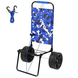 Chariot de plage pliable 15,4'' x 15,7'' avec grande plateforme de chargement de 69 lb et roues solides en PE de 10'', idéal pour le camping - Product Image 5