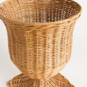 Urne en rotin blanchi, pot de fleurs en osier tressé, vase décoratif avec socle pour la décoration de la maison de style côtier ou du salon - Product Image 6