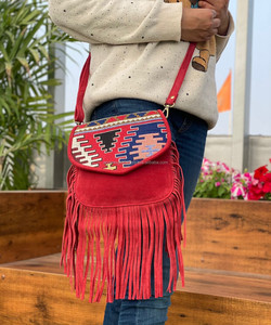 Nueva gran oferta Jacquard tela gamuza cuero flecos Sling bolsos multiuso nuevo diseño Vintage bandolera tarifa barata productos a granel - Product Image 2