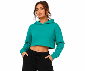 Sudadera corta elegante para mujer con tela premium, acabado suave, silueta elegante, ideal para el gimnasio, viajes, compras y uso casual. - Product Image 4