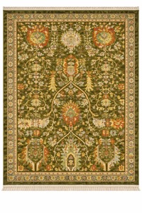 Tapis floral vert olive, tapis persan traditionnel fait main, tapis oriental vintage, salon, motif médaillon botanique - Product Image 3