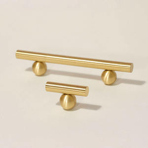 Maxery Premium Solid Brass Satin <b>Gold</b> Cabinet <b>Pulls</b> Luxury Round Ball Base <b>Drawer</b> Handles with Multiple Sizes - Product Image 5