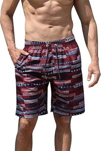 Short de bain décontracté pour homme en polyester/coton extensible à imprimé tortue, séchage rapide, taille à cordon de serrage avec poches - Product Image 3
