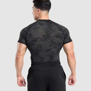 T-shirt de compression pour homme, séchage rapide, fitness, sport, coupe ajustée, manches courtes - Product Image 2