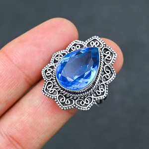 Blue 925 Silver Luxury Gemstone <b>Rings</b> for Party - Product Image 1