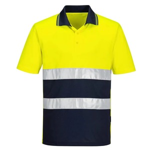 เสื้อโปโลนิรภัยแบบสะท้อนแสงสำหรับผู้ชาย แขนสั้น สีตัดกัน ปรับแต่งได้ - Product Image 1