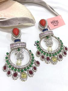 ต่างหูเงินประดับเพชรซิร์คอนคุณภาพดีเยี่ยม ดีไซน์สวยงาม เหมาะสำหรับผู้หญิงและเด็กผู้หญิง สวมใส่ในงานเลี้ยงตอนเย็น คอลเลคชั่นสำหรับงานปาร์ตี้ - Product Image 2