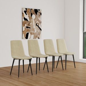 Set di 4 Sedie Moderne per Cucina e Sala da Pranzo, Sedie Imbottite con Cuscino in Lino, Struttura Robusta Nera - Product Image 1
