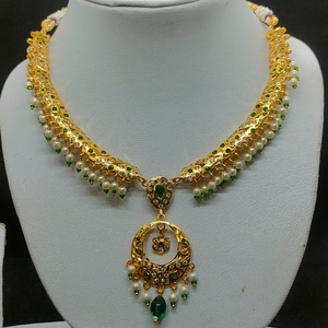 Imperial Emerald Green Kundan <b>Pearl</b> Heritage <b>Jewelry</b> <b>Set</b> Luxury Statement Bridal Wedding Choker Necklace Earrings for Women - Product Image 2