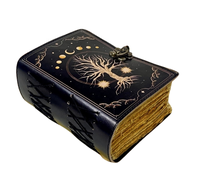 Journal de l'arbre de vie imprimé en cuir Sort vierge Livre des ombres Grimoire Journal avec papiers de bord de pont, Journal de fermeture C-Lock