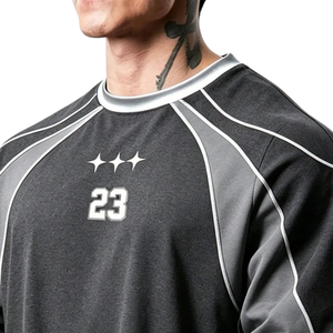 Camiseta Deportiva Casual para Hombre, Estilo Raglán, Manga Corta, Cuello Redondo, Diseño con Bloques de Color, Número Gráfico y Paneles en Contraste - Product Image 5