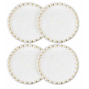 Hot Selling Handmade Glass Beads Polyester Coaster <b>Bar</b> Coasters Tea Coffee <b>Mat</b> Dining Tables Home Decor Gifting Modern Durable - Product Image 2