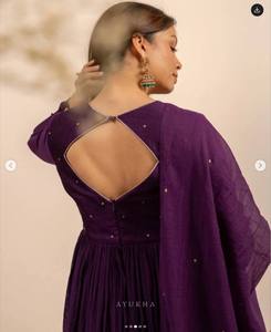 Ramdev Trading – Magnifique robe Anarkali indienne et pakistanaise en soie Vichitra, broderie fantaisie, séchage rapide, pour mariage ou tenue décontractée - Product Image 4